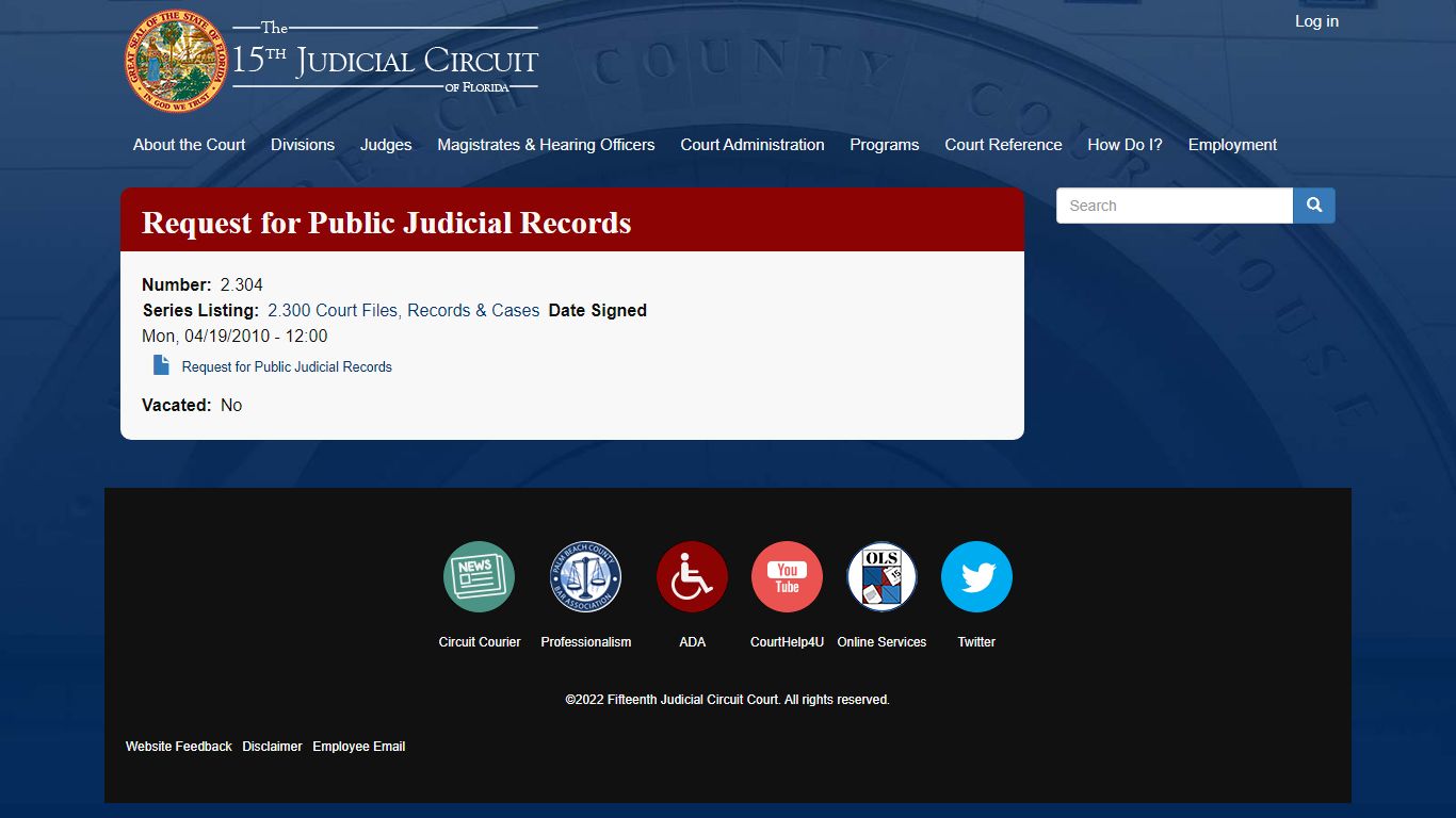 Request for Public Judicial Records | 15th Circuit