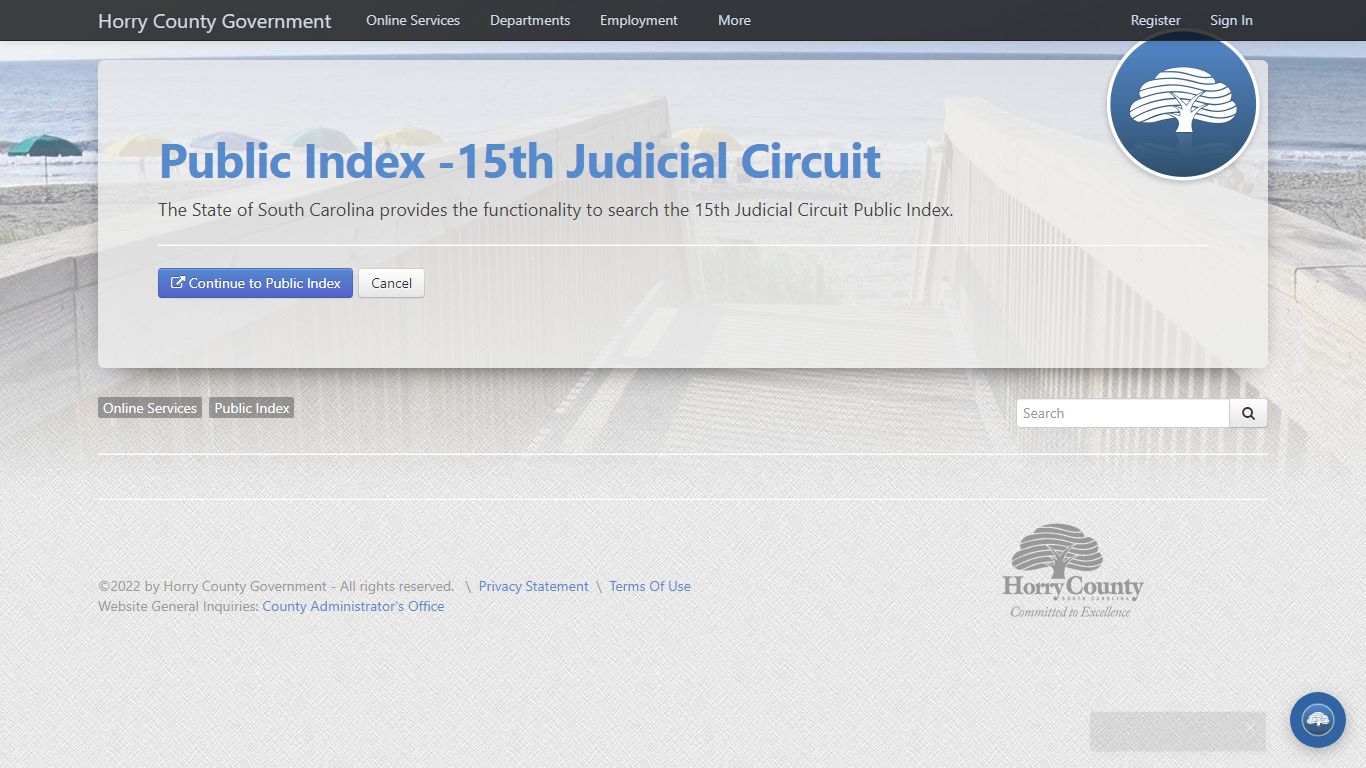 Public Index -15th Judicial Circuit - Horry County